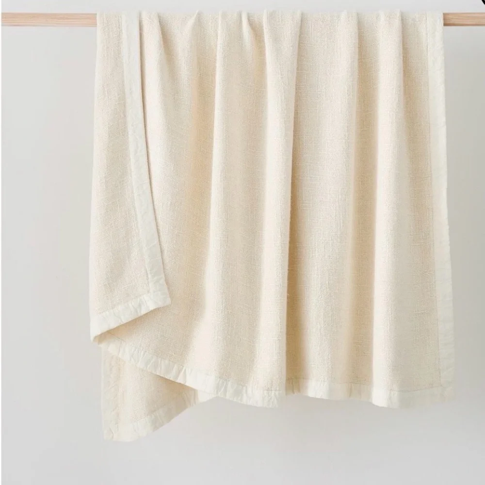 West Elm Viscose Linen Throw 50 X60 Alabaster
